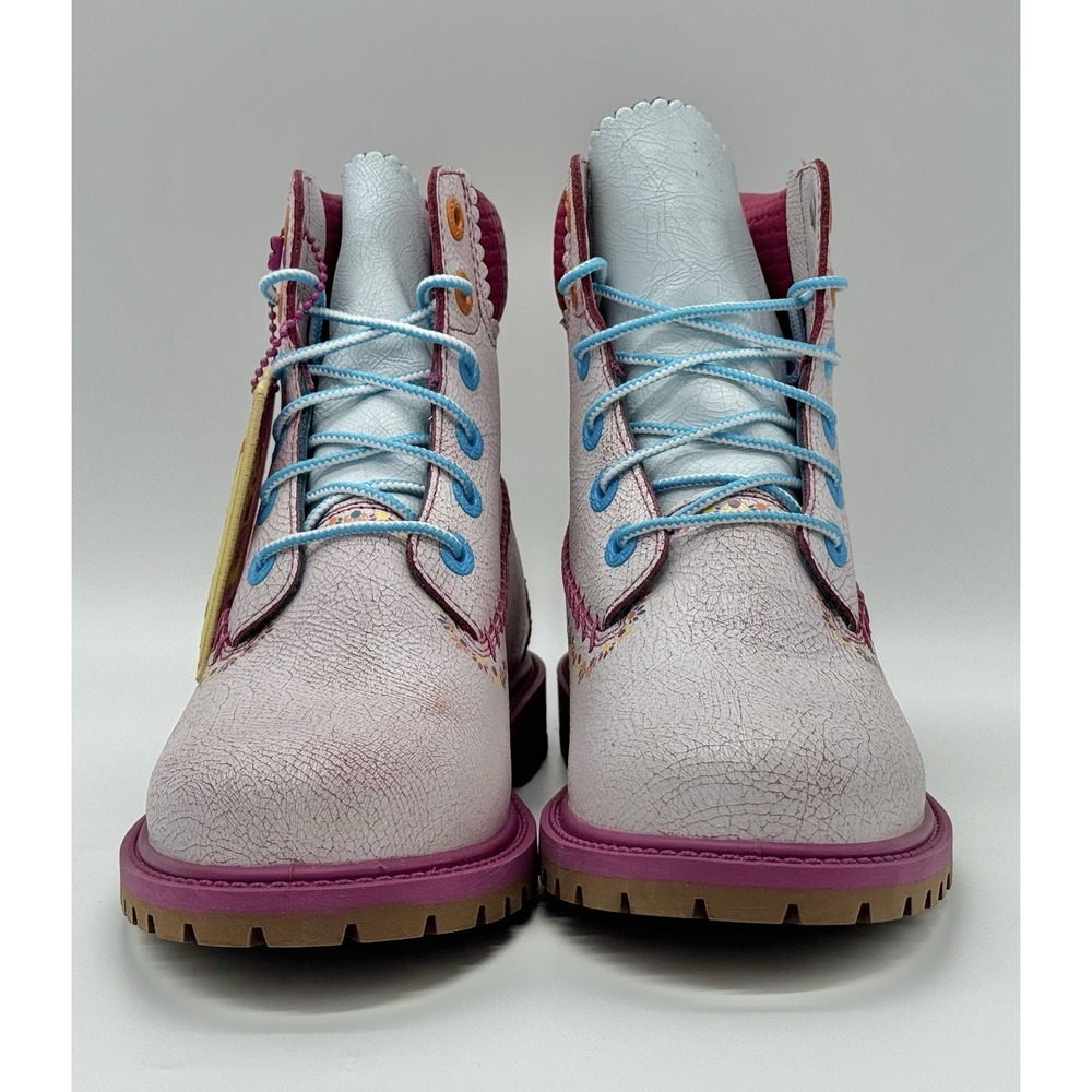 Timberland Women's Premium 6 Inch Boot White Pink Embroidered Size 7 TB0A4448 - Picture 5 of 9